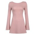 thumbnail image 3 of DHFJKG Sweater Dress For Women Knit Jacquard Slim Fit Solid Color Long Sleeve Scoop Neck Mini Dress Winter Classic Dresses, 3 of 3