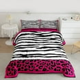 thumbnail image 2 of Homewish Abstract Zebra Pattern Bedding Comforter Set,Safari Leopard Print Twin Comforter Sets,Hotpink Black White Bedding Set For Girl Kids,Super Cozy Room Decor Reversible,2pcs, 2 of 8