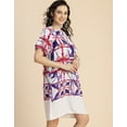 thumbnail image 3 of Moomaya Round Neck Short Sleeve Printed Rayon Dress - Women's Casual Dress, 3 of 9