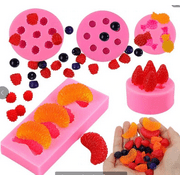 Fruit Shaped Fondant Molds,5 pack, 3D Strawberry, Orange, Pineapple, Raspberry & Blueberry Silicone Fondant Molds for Sugarcraft Cake Decoration, Cupcake Topper, Polymer Clay, Candy, Chocolate, Soap W