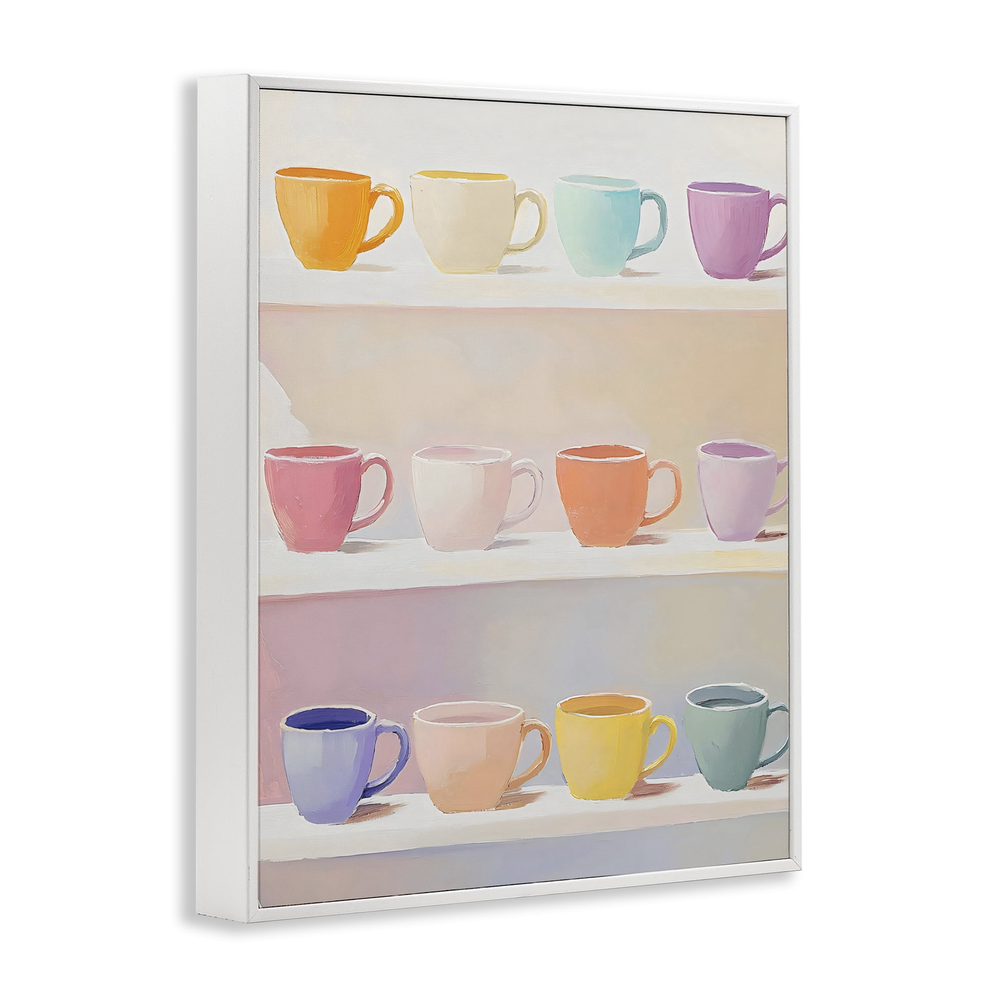 Stupell Industries Rows of Pastel Teacups White Framed Giclee Art, design by The Prints Vibe