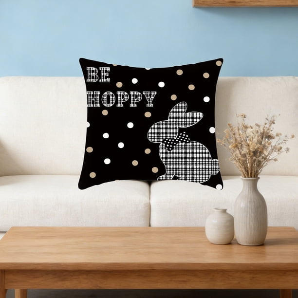 Uuiauoio Easter Pillow Covers 18x18 Easter Throw Pillow Covers with Bunny and Eggs Spring Home Decor Pillowcase Square Cushion Covers for Sofa Bed Couch