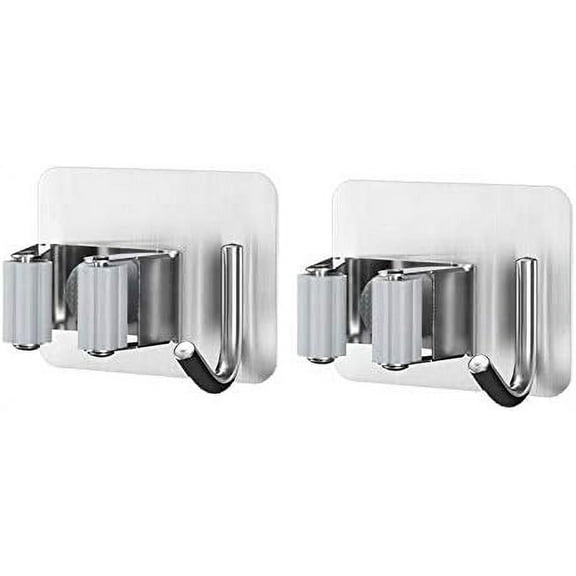 2 Pcs Mop Broom Holder Wall Mount,Broom Gripper Holds, Broom Dustpan Hanger Tool Organizer, Kitchen,