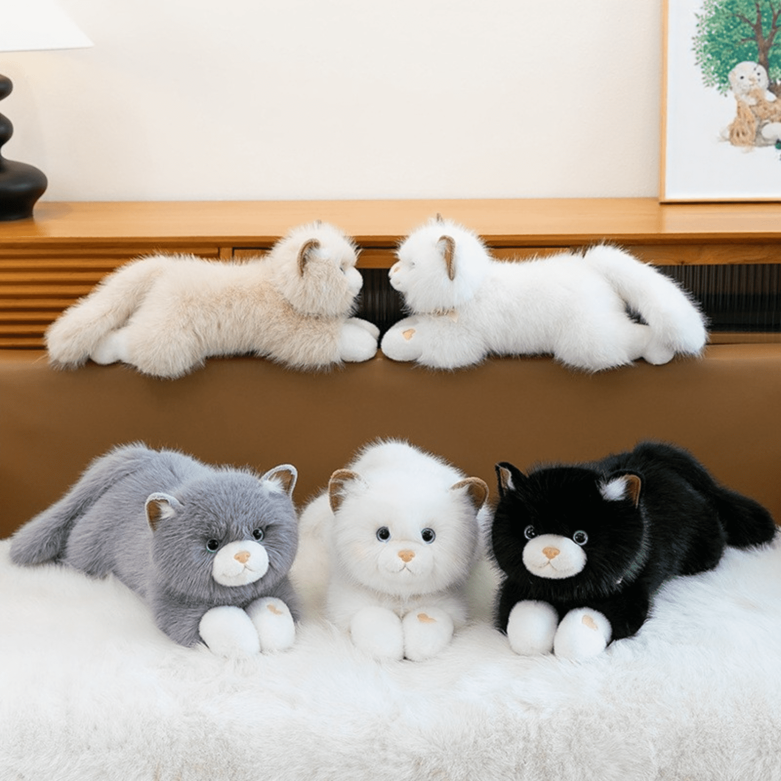 Sound Plush Cat, Weighted Lying Companion, Soft Decorative Accent for Sofa & Home Display