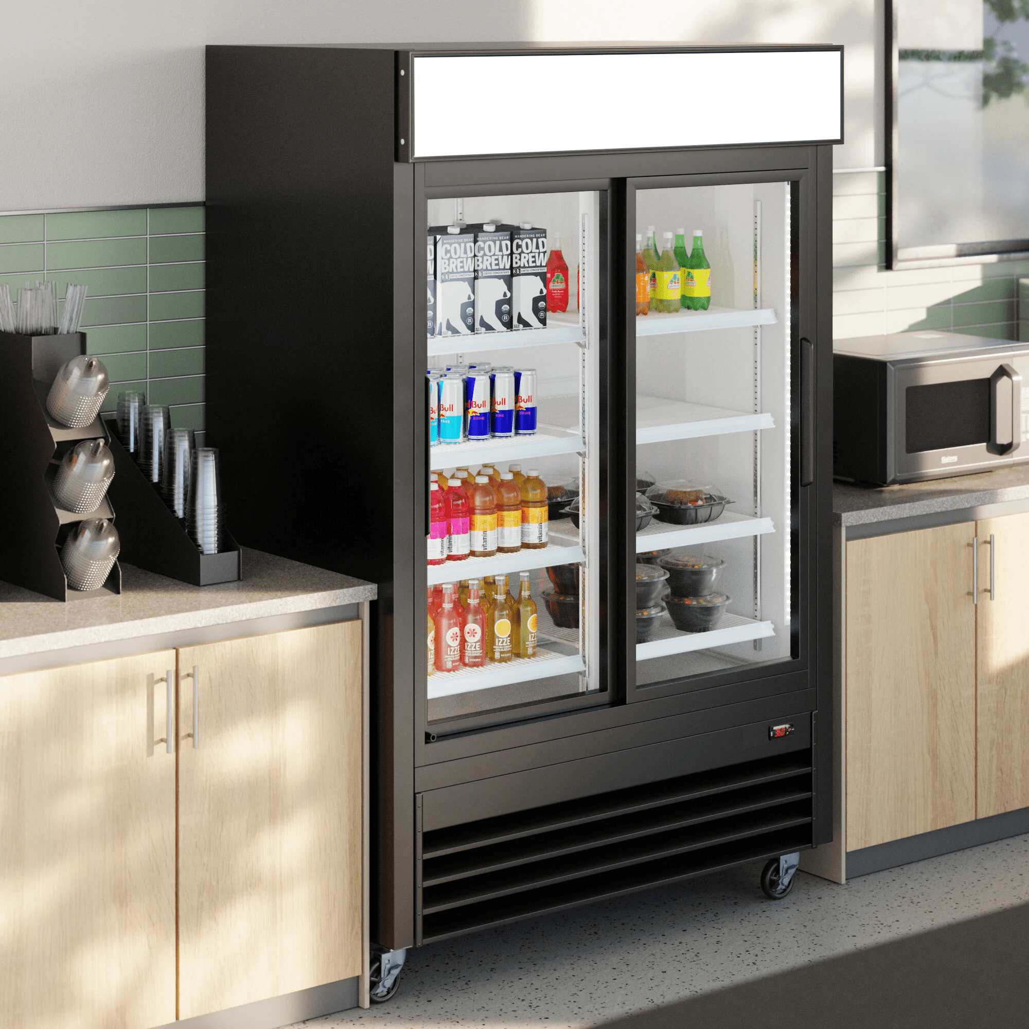 Cooler Depot 54 in. 40 cu.ft. Commercial Merchandiser Refrigerator,Stainless Steel in Black, NSF Certified.