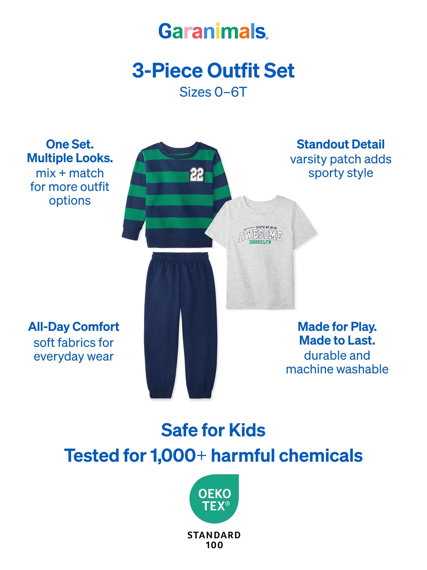 Garanimals Baby & Toddler Boy 3-Piece Outfit Set, Sizes 0-6T