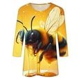 thumbnail image 5 of BLTIBY Bee Shirts for Women 3/4 Length Sleeve Tunic Tops Funny Cute Bee Graphic Tee Blouse Summer Casual Tshirt Ladies Gifts Pullover Tops 2025 Yellow 5 XL, 5 of 5
