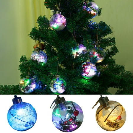 

Opolski 1PC 8cm Christmas Tree Ball LED Luminous Warm/Colorful Lighting Battery Operated Easy to Hang Shatterproof Scene Layout Lightweight Xmas Party Decor Hanging Round Ball Pendant Party Supplies