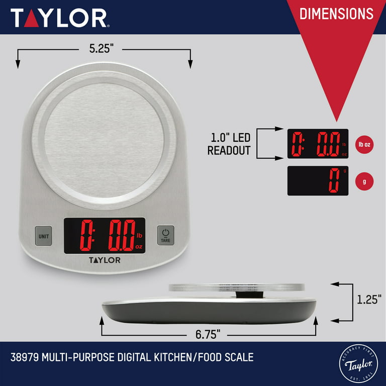 Taylor Digital Stainless Steel LED 11 lb. Kitchen Scale 38979
