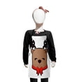 thumbnail image 1 of Christmas Kids Apron, Simple Print of Smiling Reindeer Head Portrait with Ribbon Around Neck, Boys Girls Apron Bib with Adjustable Ties for Cooking Baking Painting, Pale Brown Vermilion, by Ambesonne, 1 of 2