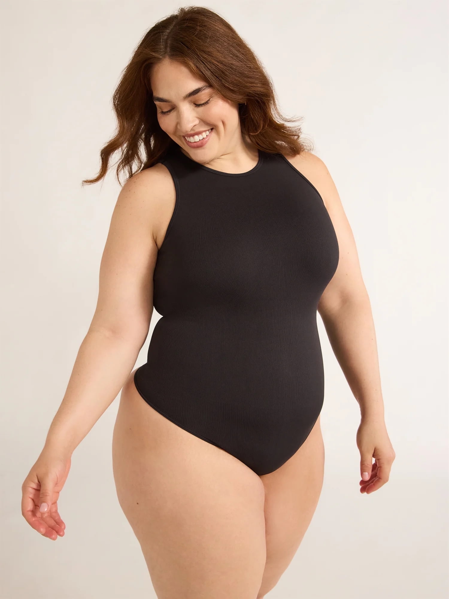 Joyspun Women's Seamless Slimming High Neck Bodysuit, 2-Pack, Sizes XS-XXXL