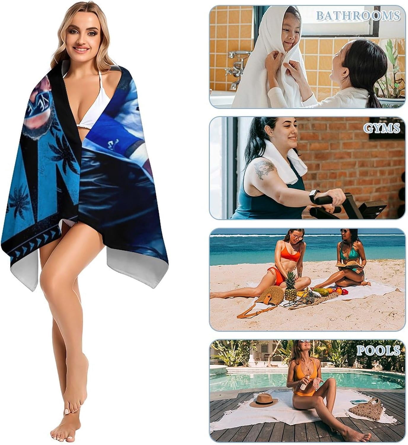 Jey USO Wrestling Merch Beach Towel Microfiber Bath Towels Oversized Towels Quick Dry Pool Beach Essentials 61.4 X 30.3 Inch