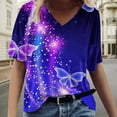 thumbnail image 2 of Blusa de manga corta con cuello en V informal para mujer a la moda, camisetas de verano Pompotops  hkajfhjk460925, 2 of 5