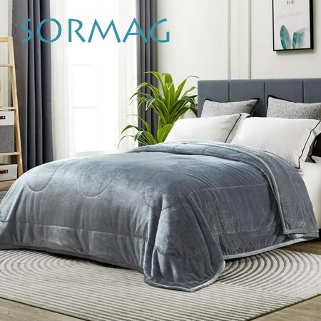 SORMAG Fleece Bed Blanket Queen Blanket Linen - 280GSM Soft Lightweight Plush Cozy Blankets for Bed, Sofa, Couch, Travel, Camping