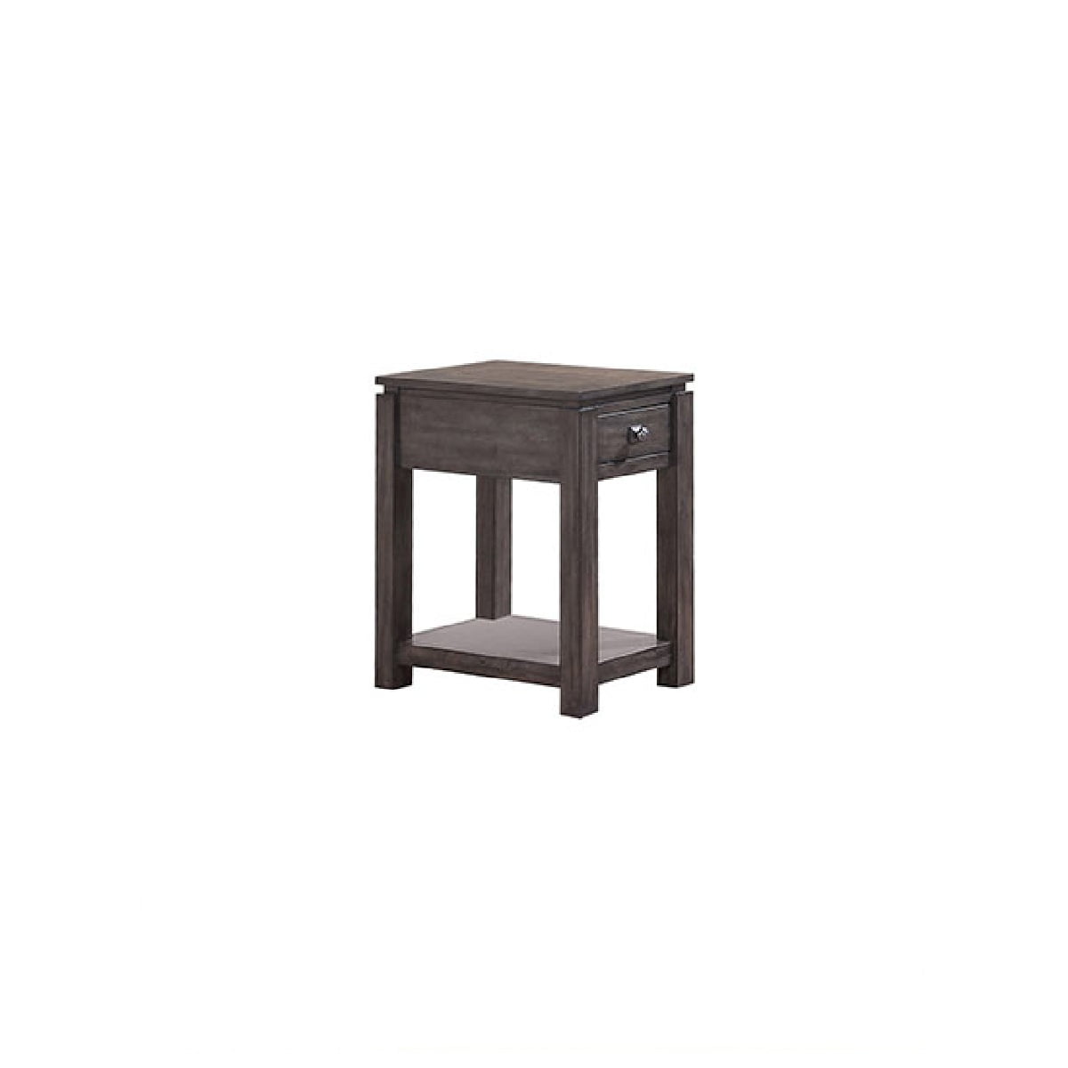 27” Gray Wooden Narrow End Table with Drawer and Shelf