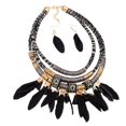 thumbnail image 3 of Conjunto de Collar Y Pendientes Llamativos de de Babero con Borlas de Plumas Bohemias Hechas Yinane Conjunto de joyas, 3 of 5