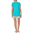 thumbnail image 2 of Cuddl Duds Short Sleeve T-Shirt & Printed Shorts Pajama Set Pink/ Aqua Size Large, 2 of 2