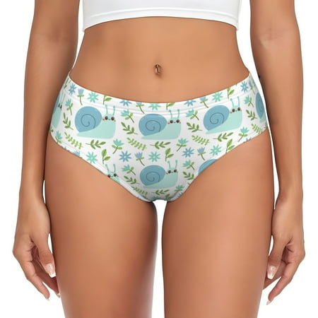 Womens Underwear - Blue Green Snail Leaves No Show Seamless Underwear for Women  Soft Comfort Stretch Women s Panties  Hipster Ladies Panties Bikini Underwear Briefs