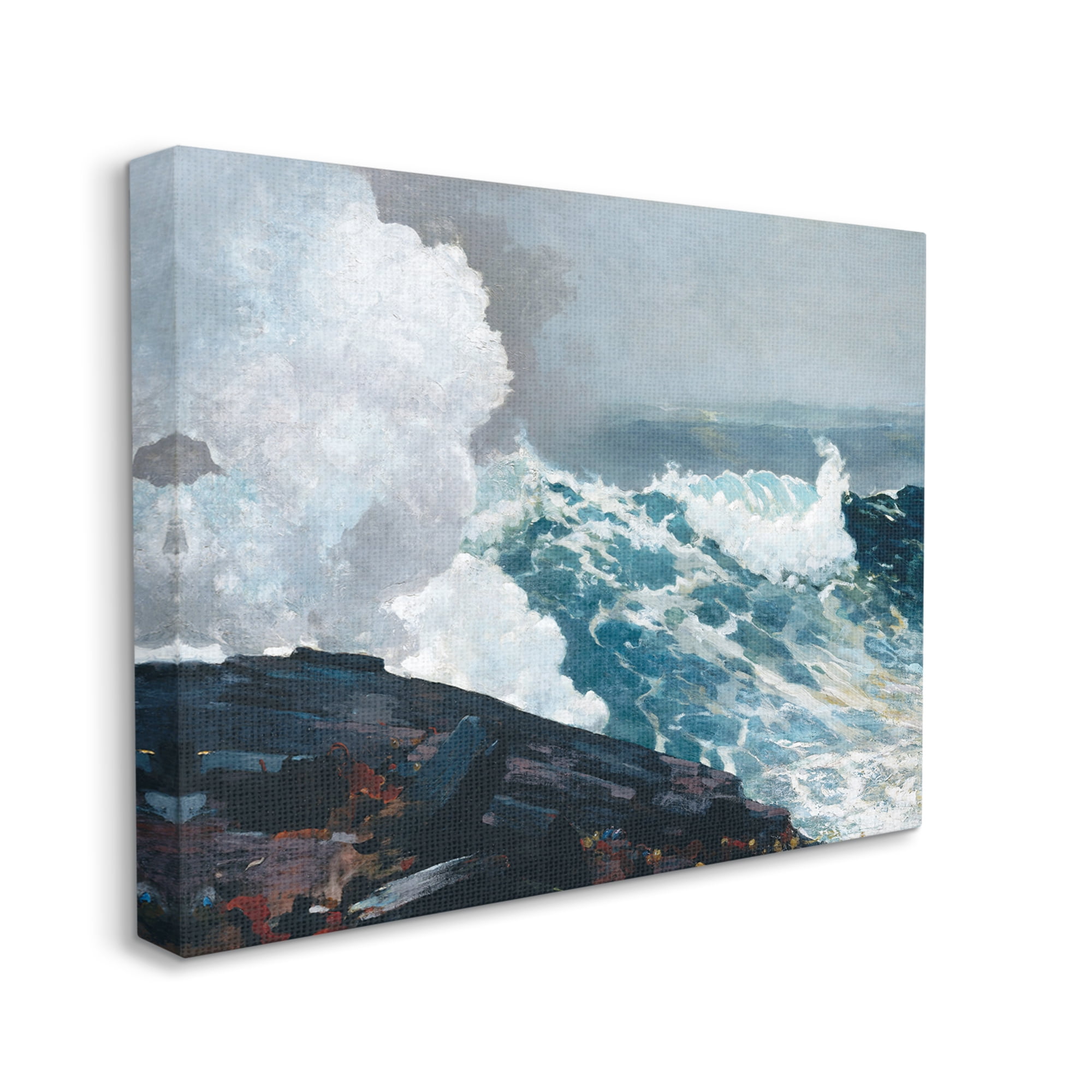 Stupell Industries Ocean Waves & Cliffs Landscape Painting Gallery Wrapped Canvas Art Print Wall Art, 30 x 24