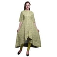 thumbnail image 1 of Bimba Robe Asymétrique Anarkali Kurti Imprimée Ikat Ethnique Jaune pour Femmes - Très Grande Taille, 1 of 5