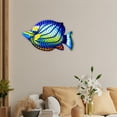 thumbnail image 4 of Escultura de pez, estatua de pared, animal tropical, hierro para decoración de dormitorio al aire libre. Azul, 4 of 9