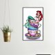 thumbnail image 2 of (11CTACC-472 30x50 color) hilo algodón ecológico bordado 11CT 3 hebras impresión 30*50cm Kit punto cruz Teacup Princess-Sirena Ariel, 2 of 9