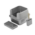thumbnail image 3 of Caja de arena para gatos jinwen contenedor portátil de metal antisalpicaduras gris, 3 of 8