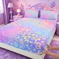 thumbnail image 4 of meiyoeat Pastel Rainbow Leopard Print Bed Sheets,Colorful Animal Pattern Full Size Sheets For Girl,4-Piece,1 Flat Sheet,1 Fitted Sheet and 2 Pillowcases, 4 of 6