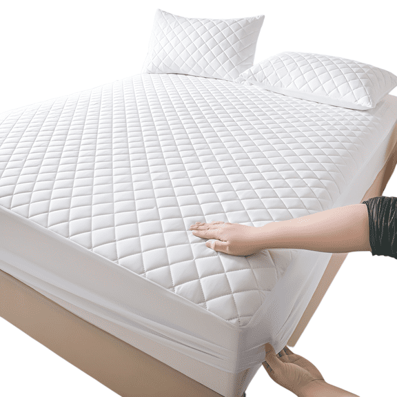 OKG Waterproof Quilted Mattress Protector Deep Pocket Queen 1-Pack White