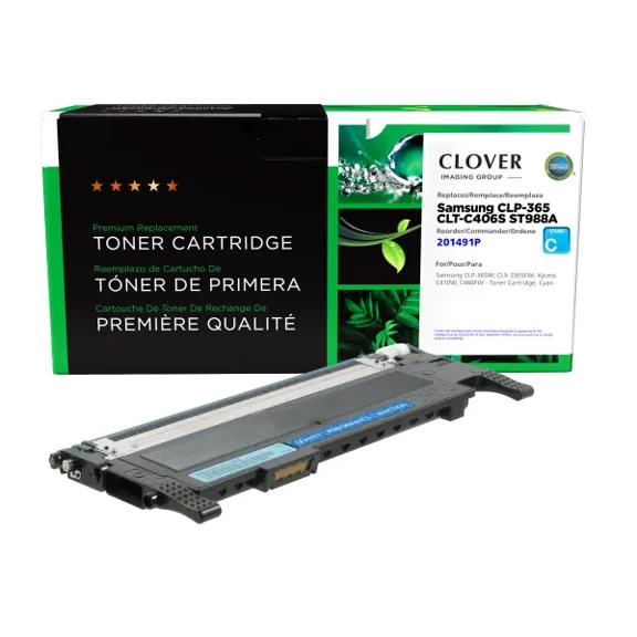 Remanufactured Clover Imaging Cyan Toner Cartridge compatible with Samsung CLT-C406S