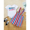 thumbnail image 3 of Arvbitana 2Pcs Baby Boy Girl 4th of July Outfit 3 6 9 12 18 Months Short Sleeve Letter Print Romper Striped Suspender Shorts 2Pcs Clothes Independence Day Set, 3 of 9