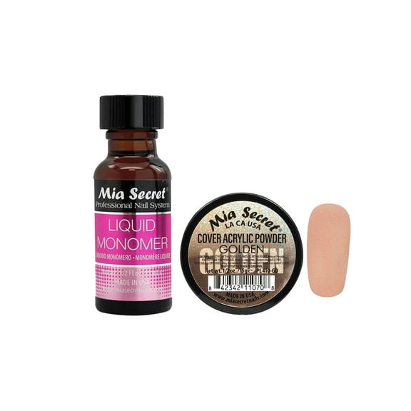 Mia Secret - Liquid Monomer (0.5 oz.) & Cover Acrylic Powder Golden (0.5 oz.) - Combo