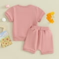 thumbnail image 3 of Bagilaanoe 2pcs Toddler Baby Girl Shorts Set Short Sleeve T Shirt Tops + Shorts 6M 12M 18M 24M 3T Kids Casual Summer Clothes, 3 of 8
