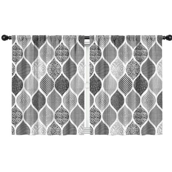 Blackout Kids Curtains,Black and White Geometric Quatrefoil Pattern Childrens Insulated Curtains Set Of 2,Bedroom Essentials,Toddler Room Decor 42x54in(106x137cm)