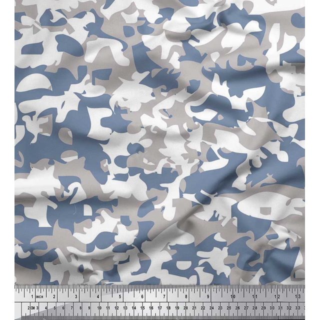 Soimoi polyester Crepe Fabric Two Tone With Grey Camouflage Decor Fabric Printed Yard 52 Inch Wide