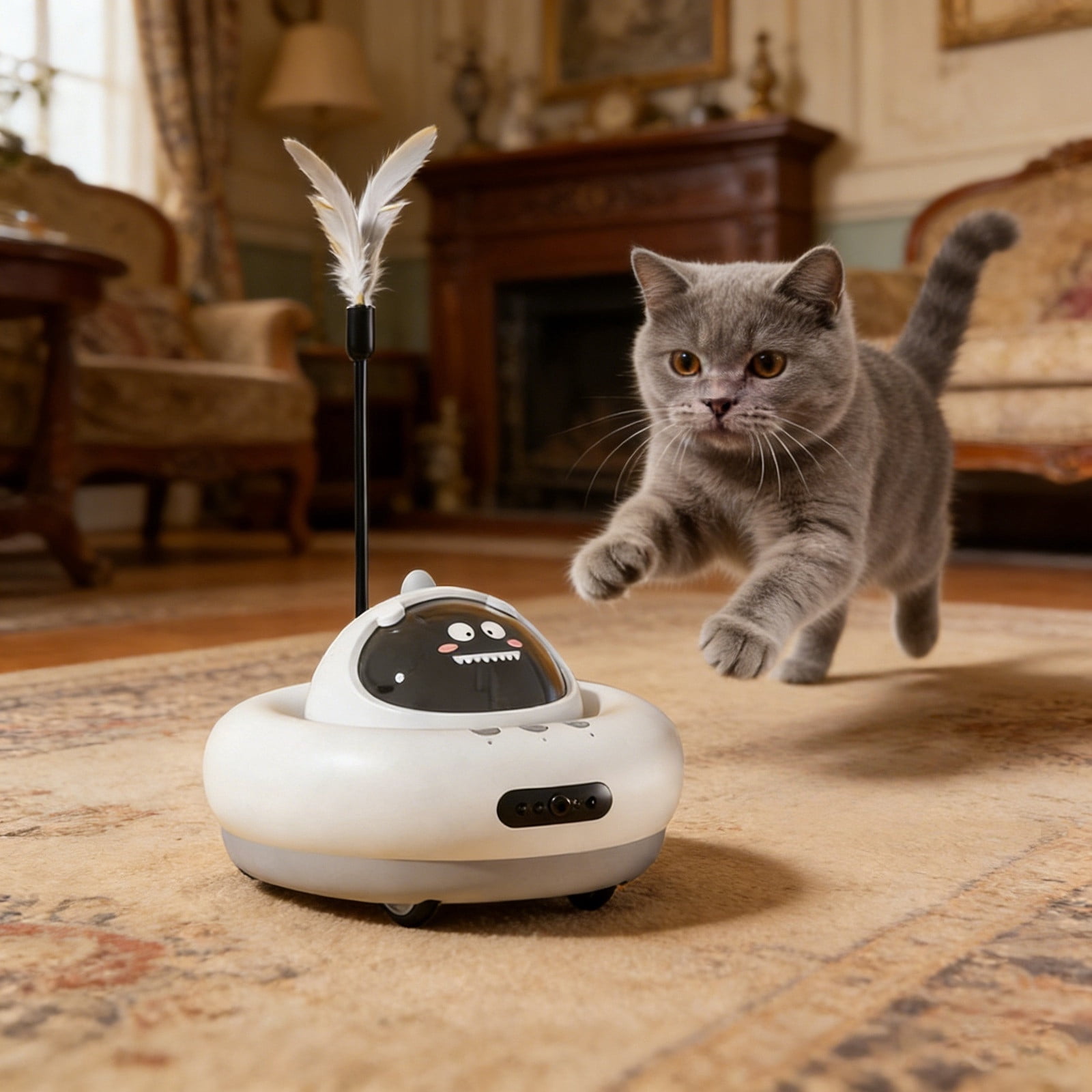 Interactive Smart Cat Toy with Automatic Treat Dispenser & Remote Control, Laser Pointer for Indoor Cat Exercise and Play