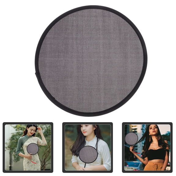 COOPHYA 3Pcs Portable Round Hand Fan Black Foldable Fan for Elegant Decoration and Easy Carry