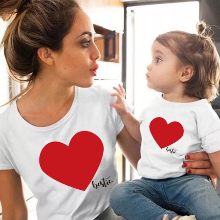 

CUSTOM Unique Besties Mommy and Me Matching Shirts Heart Print Parent-child T Shirt - White Kid T-shirt 8-9Y