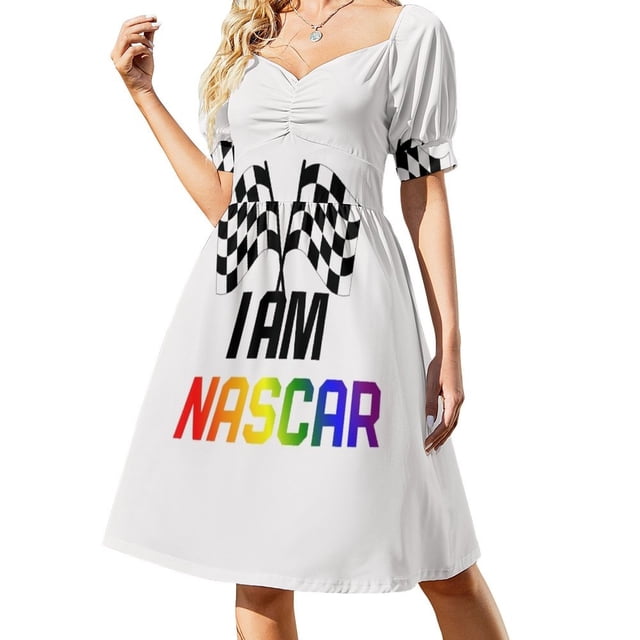 Vestido holgado de manga corta "Orgullo de NASCAR" "Soy NASCAR" para mujer, ideal para el baile de graduación y la fiesta.