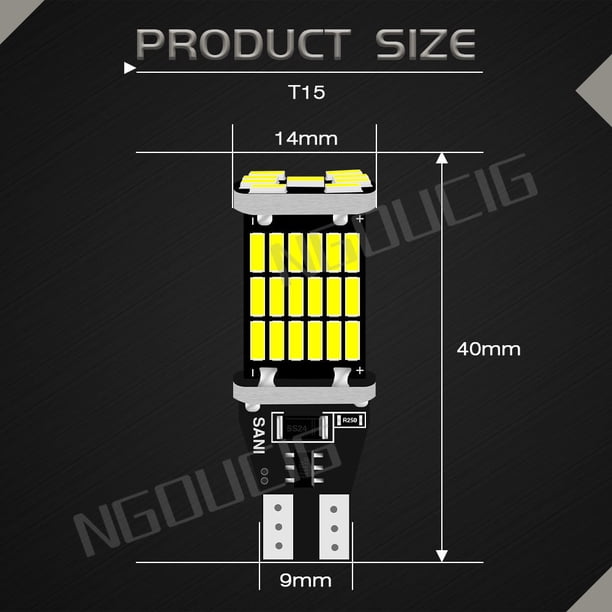 NGOUCIG 1PC Corriente Constante T15 Bombilla LED Luz De Freno De Coche Señal De Motor Marcha Atrás T20 7440 7443 1156 BA15S 1157BAY15D 45SMD Lámpara Trasera Automática 12V