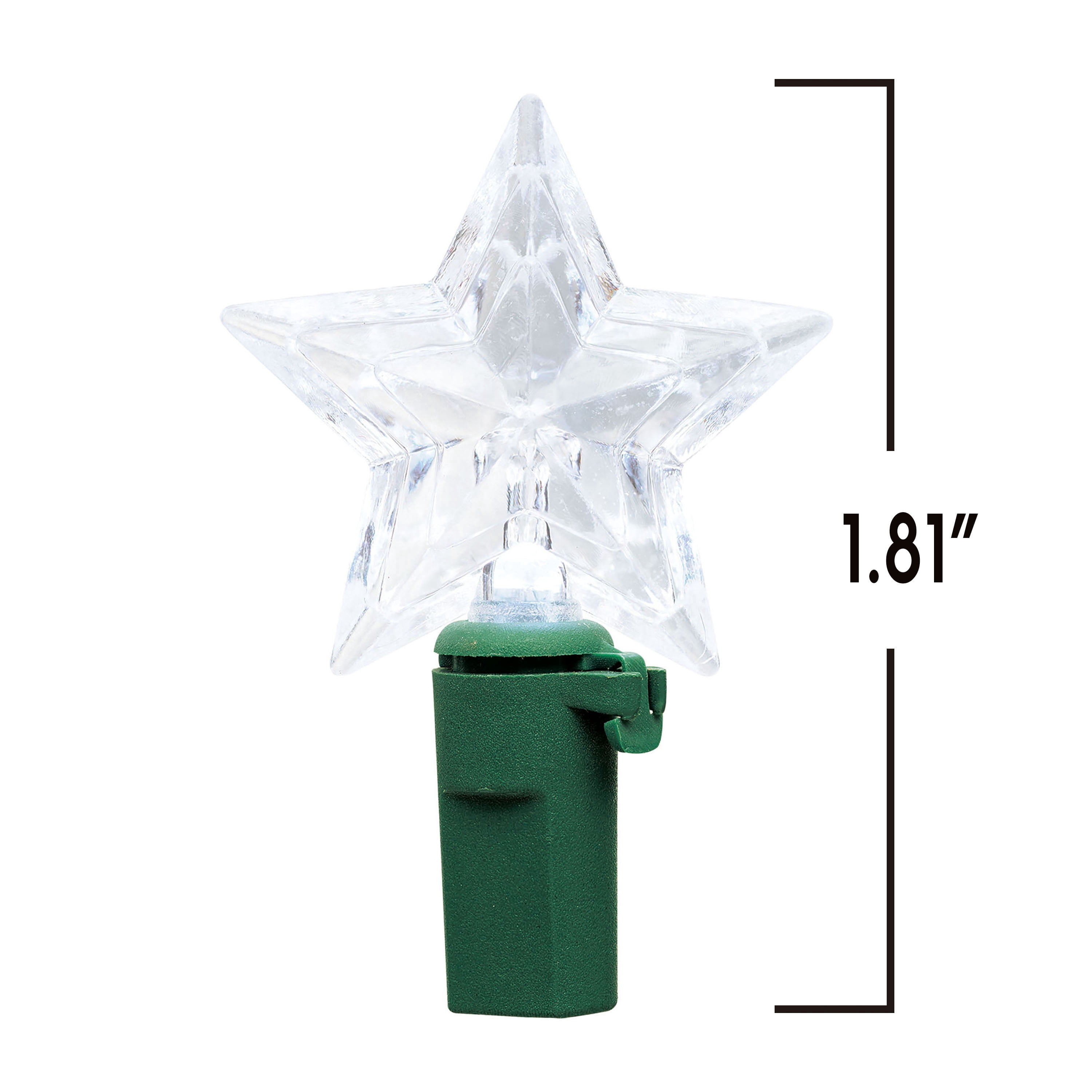 Indoor 20-Count Battery-Operated LED 3-Function Color-Changing Star Christmas String Lights, Warm White to Cool White, Green Wire, 8', by Holiday Time