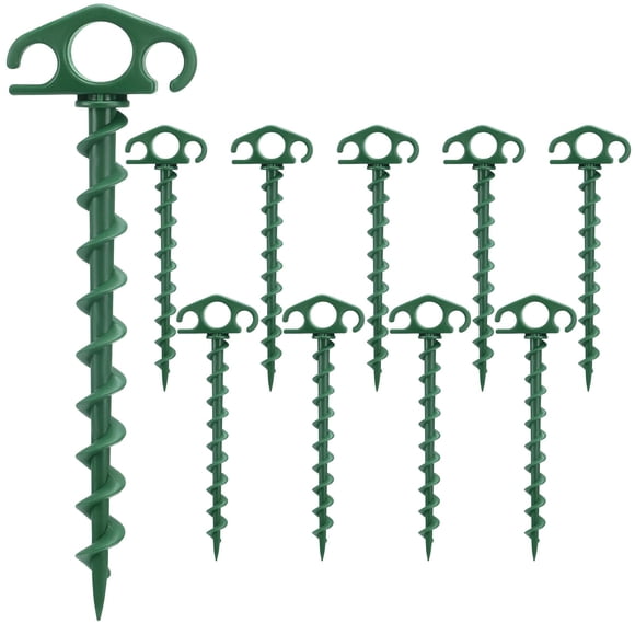 Estacas para tienda de campaña COBARYEN (24 cm, fibra de nailon, espiral, 10 unidades), color verde
