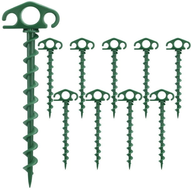 Estacas para tienda de campaña COBARYEN (24 cm, fibra de nailon, espiral, 10 unidades), color verde