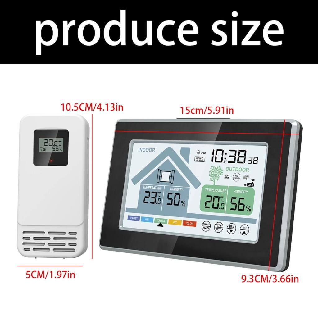 Lerpwige Measurement Meter Gauge for Home Thermometers Hygrometer with Time Alarm Clock