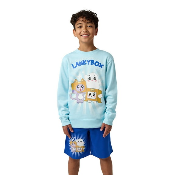 LankyBox Favorite Characters Crewneck Sweatshirt and Lounge Shorts 2-Piece Combo Set 8 (M)