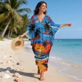 thumbnail image 3 of XYZCANDO Women's Long Kaftan Dress Flowy Maxi Dress Beach Cover Up Loose Fit Batwing Sleeve Swimsuit Cover Ups Coconut Palm Sunset Hawaiian Robe Vacation Outfits Elegant Gown Top Night Dress, 3 of 7