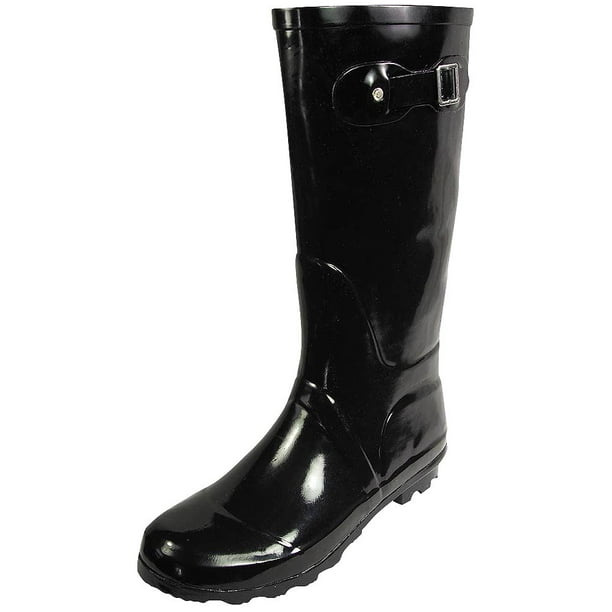 NORTY - Norty Womens Rain Boots Rubber Solid Glossy Wellie Hi Calf Snow ...