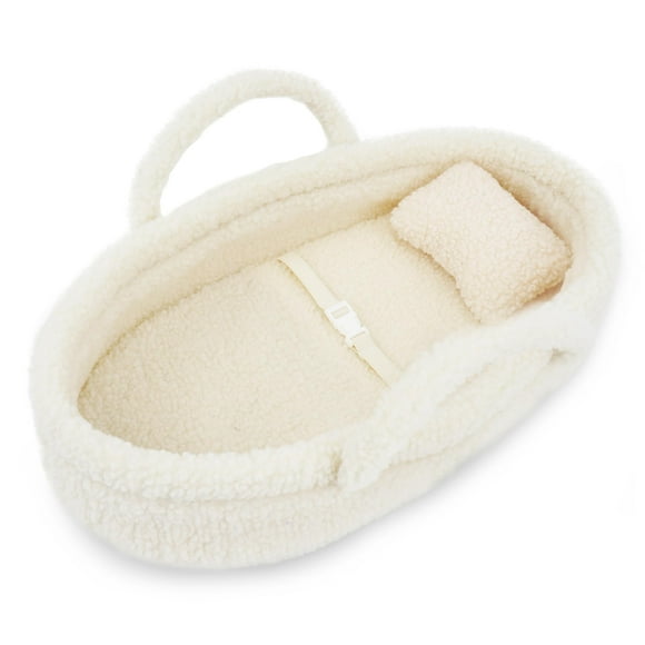 June Garden Cozy Dream Doll Bassinet - Baby Doll Portable Carrier - Fits for American Girl Dolls or Teddy Bears up to 14 - Cream White