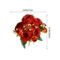 thumbnail image 2 of 5-Branch Artificial Silk Rose Bouquet - Realistic Simulated Flower Arrangement, Soft Silk Petals for Home, Wedding & Table Centerpieces, Bridal Bouquet & Party Decor Accessory, 12.6*12.6in, Red, 2 of 6