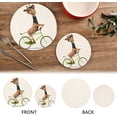 thumbnail image 4 of FREEAMG Fun Giraffe in Glasses Suit on Bicycle Pot Holders Trivets, 2 PCS Round Cotton Thread Weave Potholders for Kitchens Hot Pads Table Mats Coasters for Hot Dishes, 4 of 7
